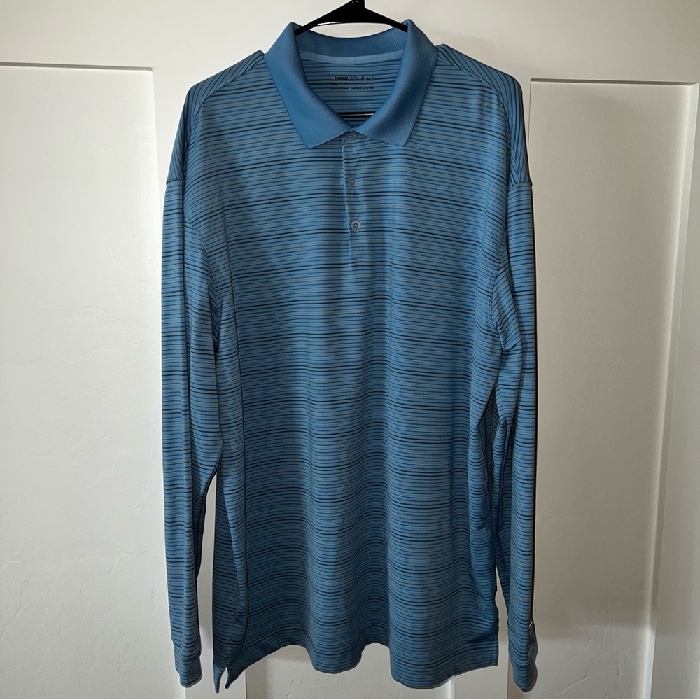 XL Nike Golf Men's Blue Striped Polo Shirt